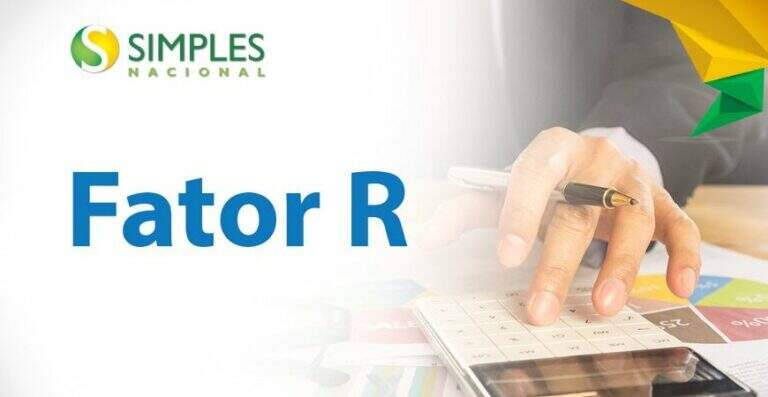 Imagem mostra símbolo do Fator R e logo do Simples Nacional