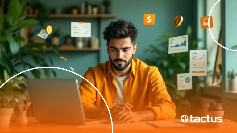 Afiliado da Shoppe concentrado em seu notebook para declarar seu imposto de renda
