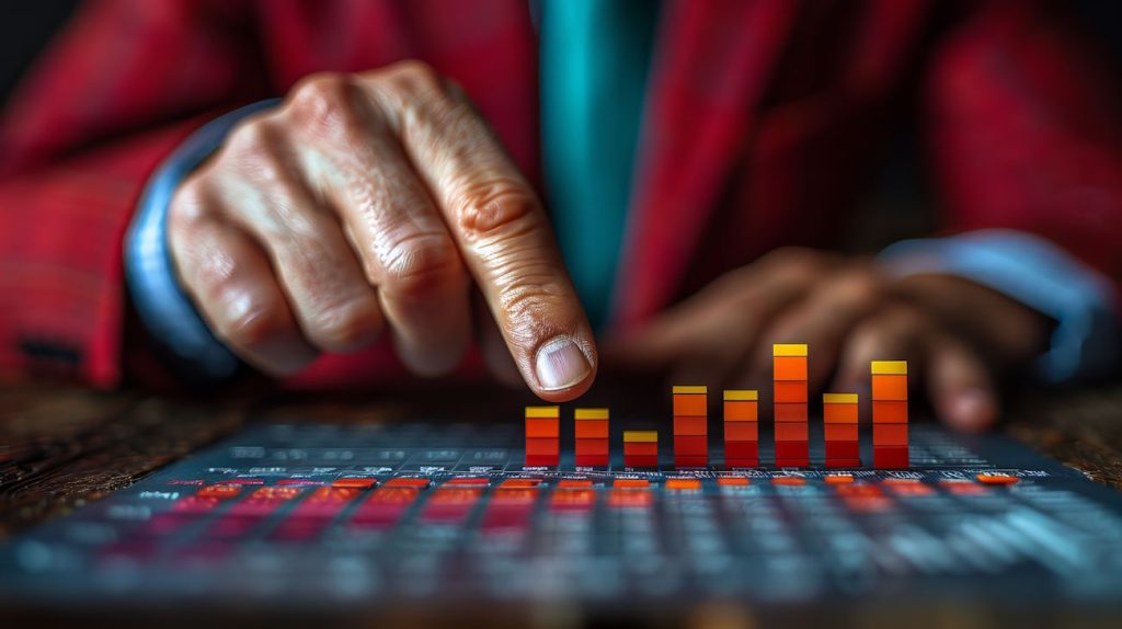 Mãos apontando para gráficos, simulando as mudanças na distribuição de lucros no Simples Nacional em 2026